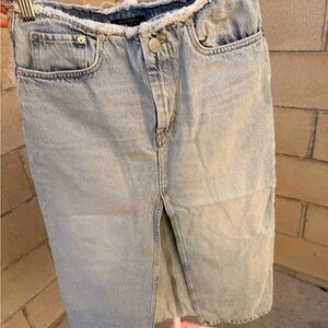 Allsaints Frayed Denim Midi skirt